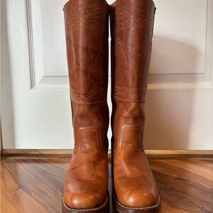 Frye Longhorn Stitch Brown Leather Boots 8.5